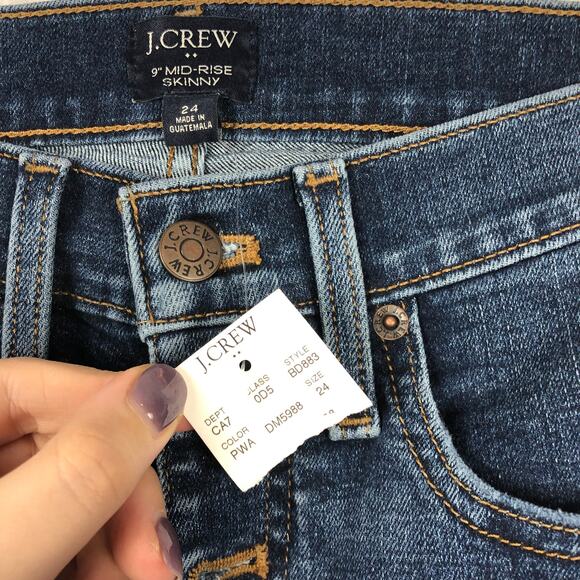 J Crew Factory 9" Mid Rise Skinny Jeans Button Fly Sz 24 NEW - Picture 4 of 10